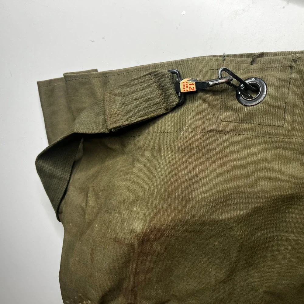Vintage US Military Canvas Duffel Bag Olive Drab Green Top Load Sea Bag 36 Inch